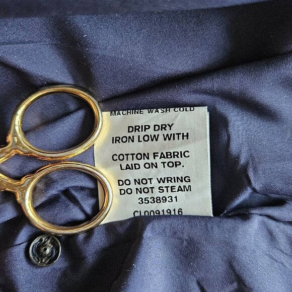 Wayward Fancies eShakti L Floral Embroidery Dupioni Midi Empire Indigo Dress - Picture 9 of 16